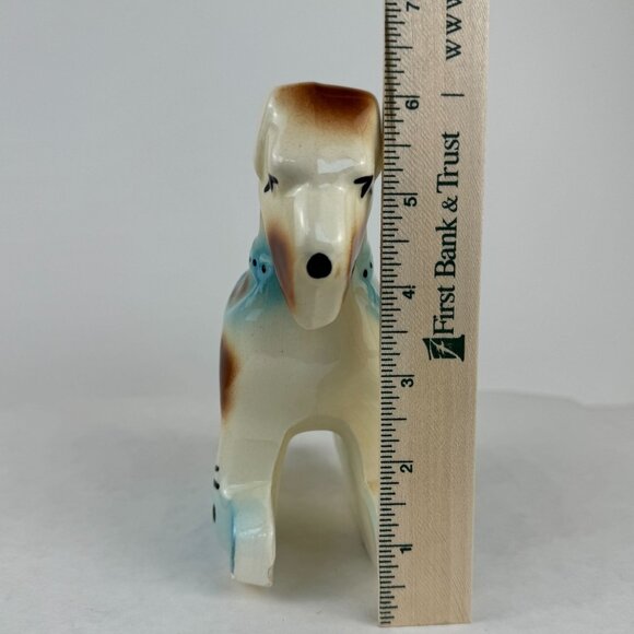 Vintage Ceramic Schnauzer Terrier Dog Planter Small Rocking Blue 7 inches - Picture 9 of 11
